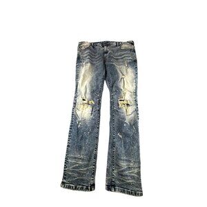 Smoke Rise Distressed Blue Denim Jeans Size 42 X 32